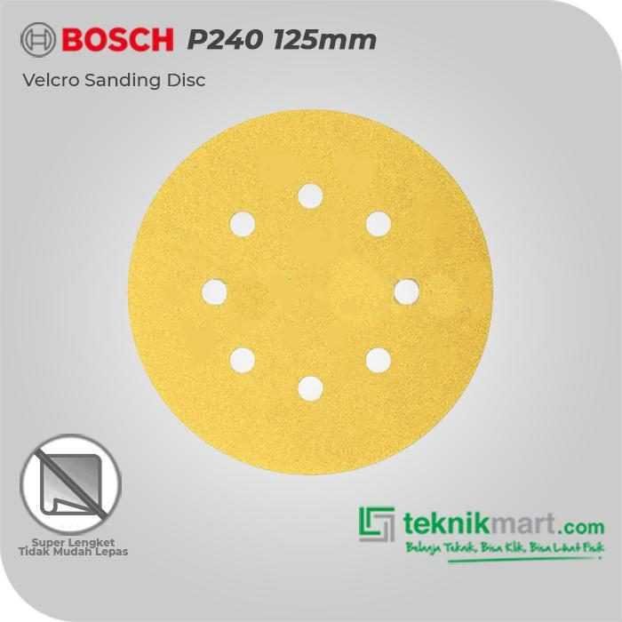 BOSCH P240 VELCRO SANDING DISC 8 HOLES 125MM