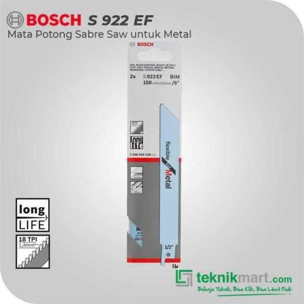 BOSCH S 922 EF SABRE SAW BLADE FLEXIBLE FOR METAL 150MM / 6" (2 PCS)