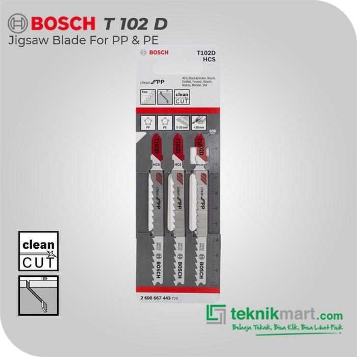 BOSCH T 102 D JIGSAW BLADE SPECIAL APPLICATIONS FOR PP (POLYPROPYLENE) AND PE (POLYETHYLENE) (3 PCS)