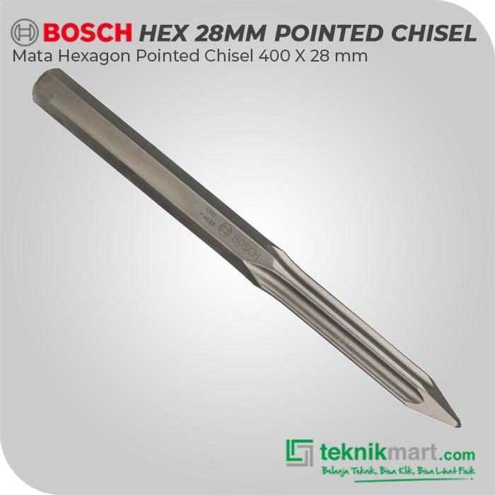 BOSCH HEX 28MM POINTED CHISELS 400MM FOR BREAKER