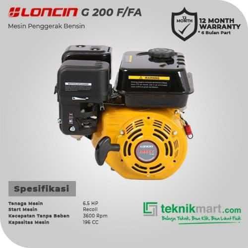 LONCIN G 200 FA RECOIL GASOLINE ENGINE 196CC 6.5HP - Image 2