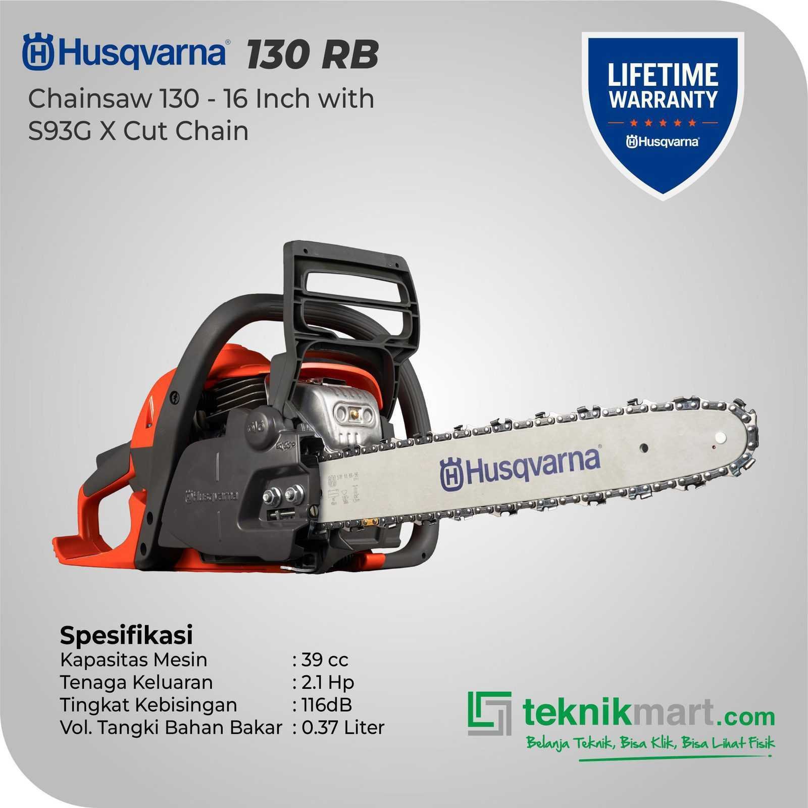 HUSQVARNA 130 - 16" CHAINSAW W/S93G X-CUT CHAIN - Image 6