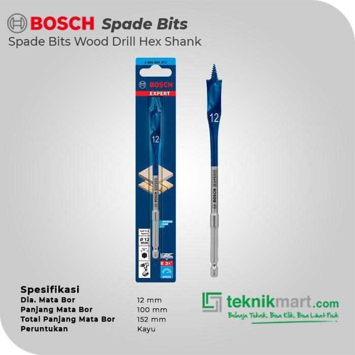 BOSCH SPADE BITS (SELF CUT SPEED) WOOD DRILL BITS 12X152MM HEX SHANK - Image 2