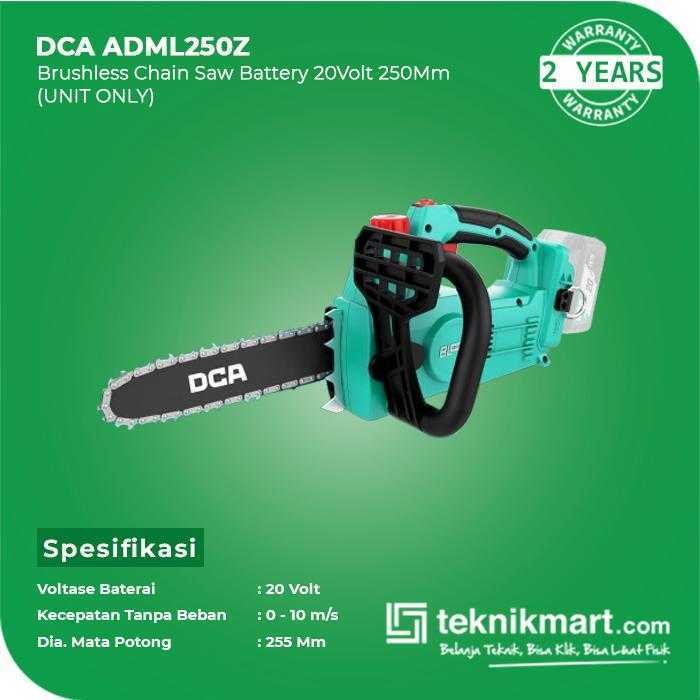DCA ADML250Z BRUSHLESS CHAIN SAW 20VOLT 250MM (UNIT ONLY) - Image 2