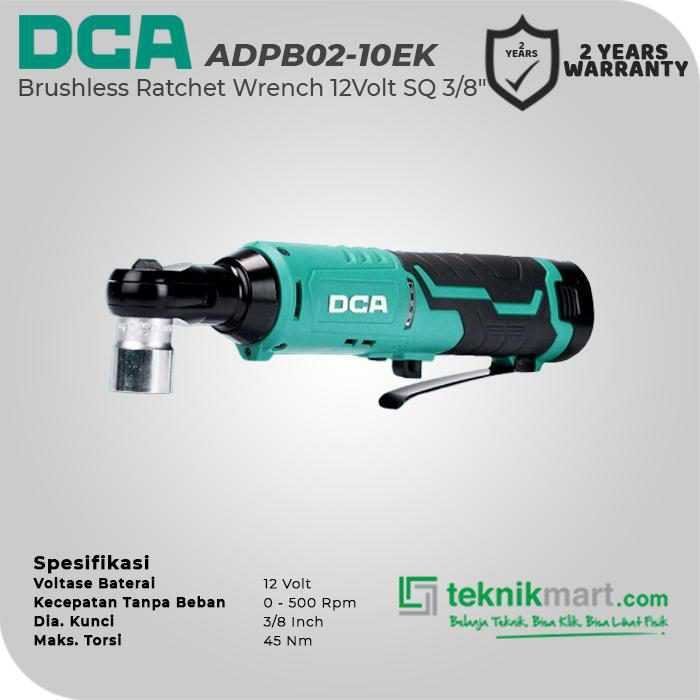 DCA ADPB02-10EK BRUSHLESS RATCHET WRENCH 12VOLT SQ 3/8" 45NM (2X BATT 2.0AH, 1X CHARGER, 1X CASE) - Image 2