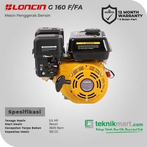 LONCIN G 160 FA RECOIL GASOLINE ENGINE 163CC 5.5HP - Image 2