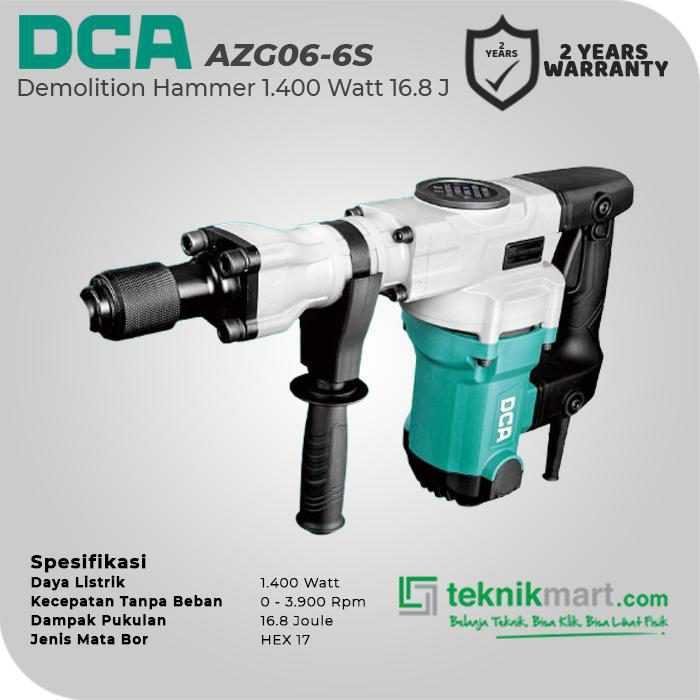 DCA AZG06-6S DEMOLITION HAMMER 1400WATT 16.8JOULE (HEX 17) - Image 2