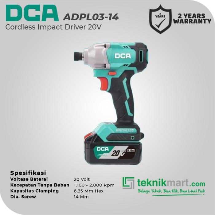 DCA ADPL03-14EM BRUSHLESS IMPACT DRIVER 20VOLT (2X BATT, 1X CHARGER, CASE) - Image 2