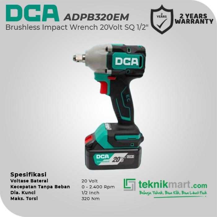 DCA ADPB320EM BRUSHLESS IMPACT WRENCH 20VOLT SQ 1/2" 320NM (2X BATT 4.0AH, 1X CHARGER, 1X CASE) - Image 2