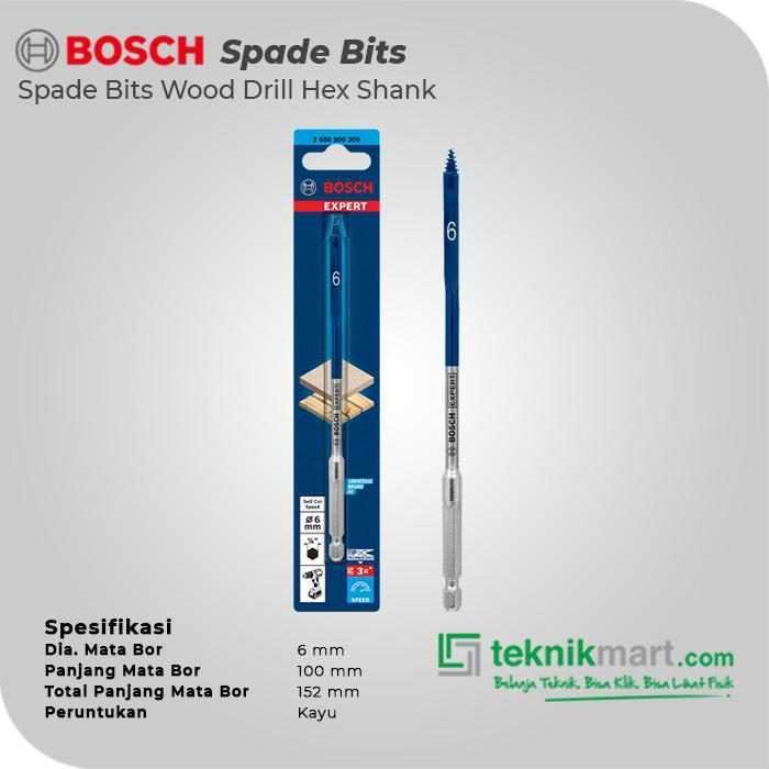 BOSCH SPADE BITS (SELF CUT SPEED) WOOD DRILL BITS 6X152MM HEX SHANK - Image 2
