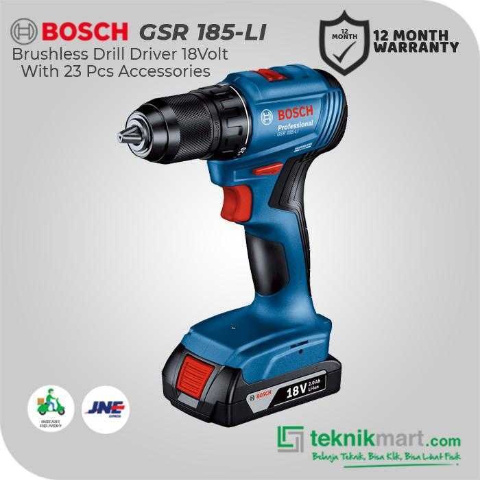 BOSCH GSR 185-LI BRUSHLESS DRILL DRIVER 18VOLT 0-500/1900RPM (2X GBA 18V 2.0Ah, 1X GAL 18V-20, 23X ACC, 1X CASE) - Image 3