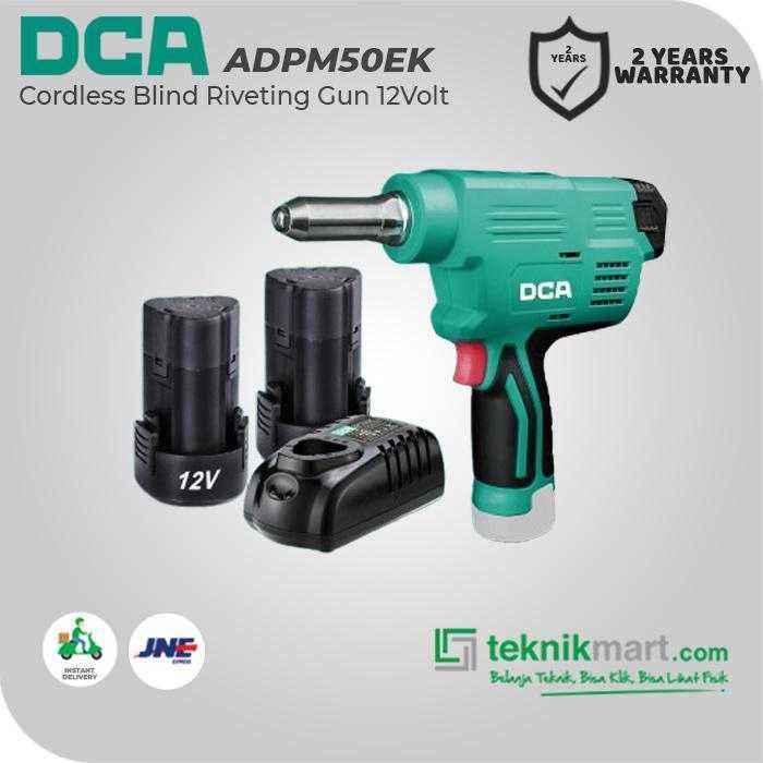 DCA ADPM50EK CORDLESS BLIND RIVETING GUN 12VOLT 50MM (2X BATT 2.0AH, 1X CHARGER) - Image 2