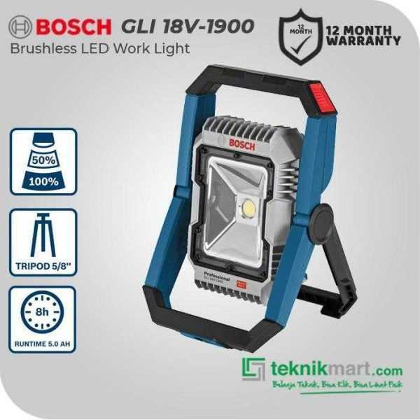 BOSCH GLI 18V-1900 LED WORK LIGHTS 18VOLT 1900LUMENS (UNIT ONLY)