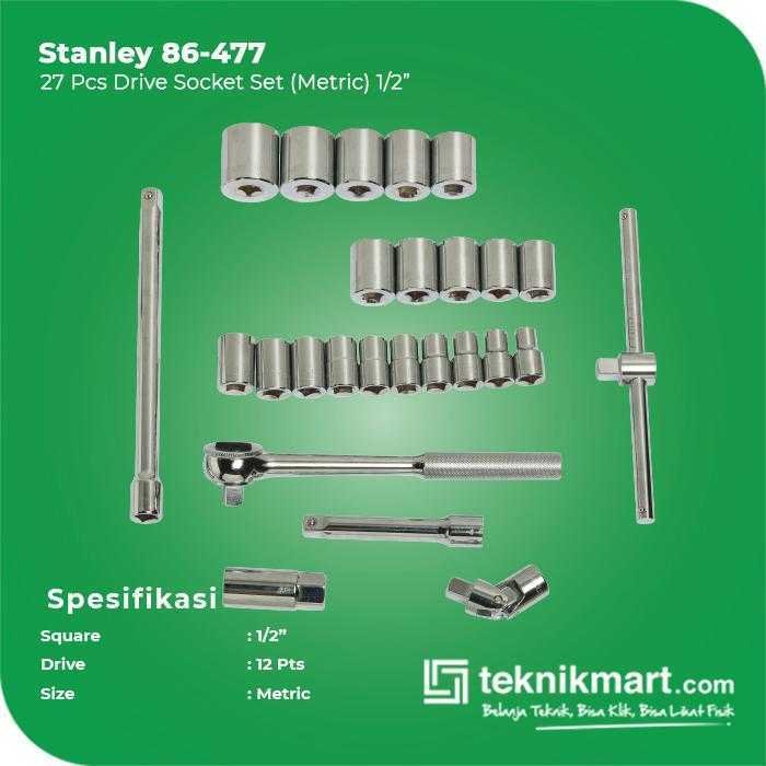 STANLEY 86-477 SOCKET SET SQ 1/2" 12PTS 27PCS METRIC - Image 3