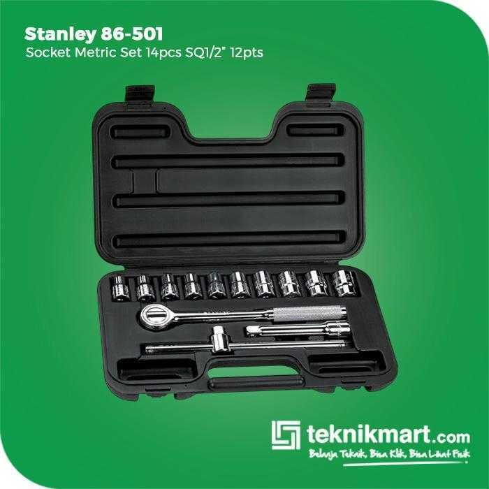STANLEY 86-501 SOCKET SET 14PCS SQ 1/2" 12PT METRIC WITH TOOLS CASE