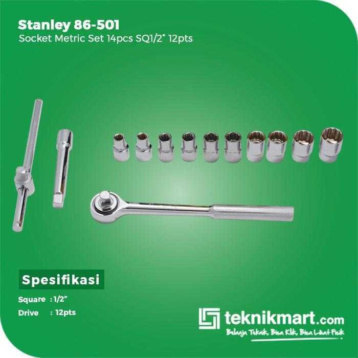 STANLEY 86-501 SOCKET SET 14PCS SQ 1/2" 12PT METRIC WITH TOOLS CASE - Image 3