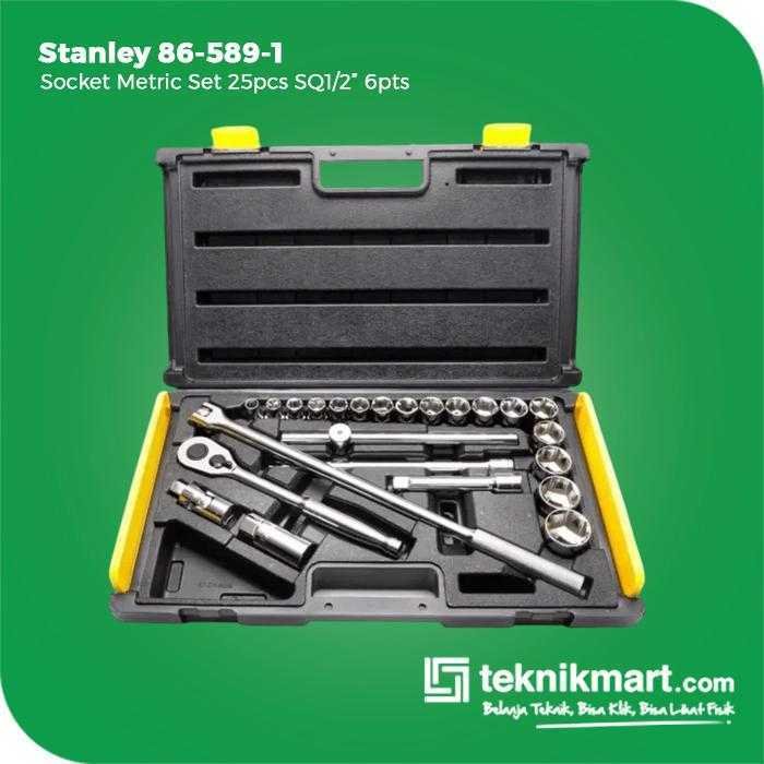 STANLEY 86-589-1 SOCKET SET 25PCS SQ 1/2" 6PT METRIC WITH TOOLS CASE