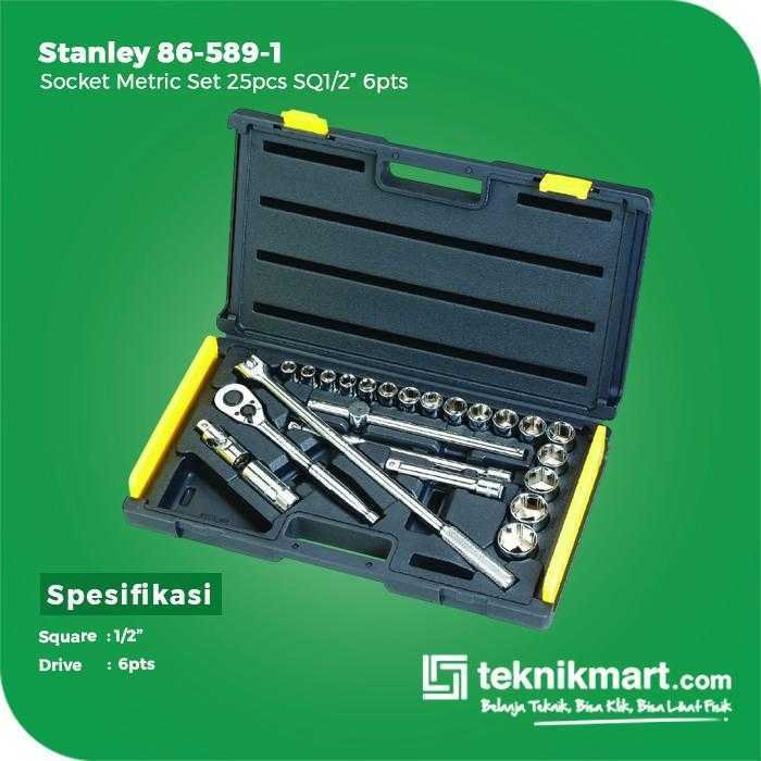 STANLEY 86-589-1 SOCKET SET 25PCS SQ 1/2" 6PT METRIC WITH TOOLS CASE - Image 2