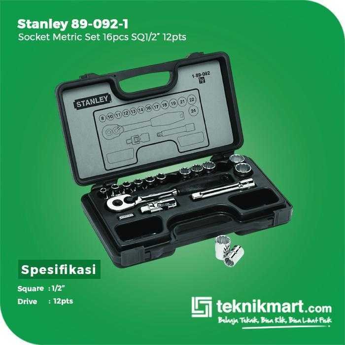 STANLEY 89-092-1 SOCKET SET 16PCS SQ 1/2" 12PT METRIC WITH TOOL CASE - Image 2