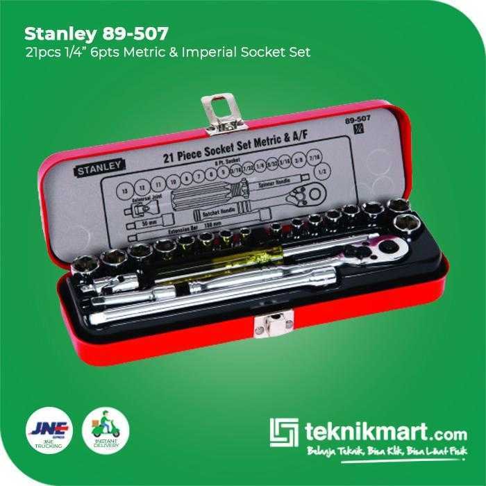 STANLEY 89-507 SOCKET SET SQ 1/4" 6PTS METRIC & IMPERIAL 21 PCS - Image 3