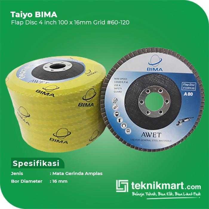 TAIYO A100 BIMA FLAP DISC GRID #100 100X16MM - Image 2