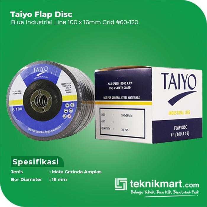 TAIYO FLAP DISC INDUSTRIAL BLUE LINE GRID #60 100X16MM - Image 2