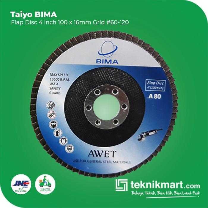 TAIYO A80 BIMA FLAP DISC GRID #80 100X16MM - Image 3