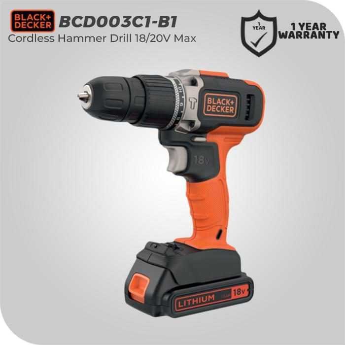 BLACK AND DECKER BCD003C1 CORDLESS HAMMER DRILL 18VOLT