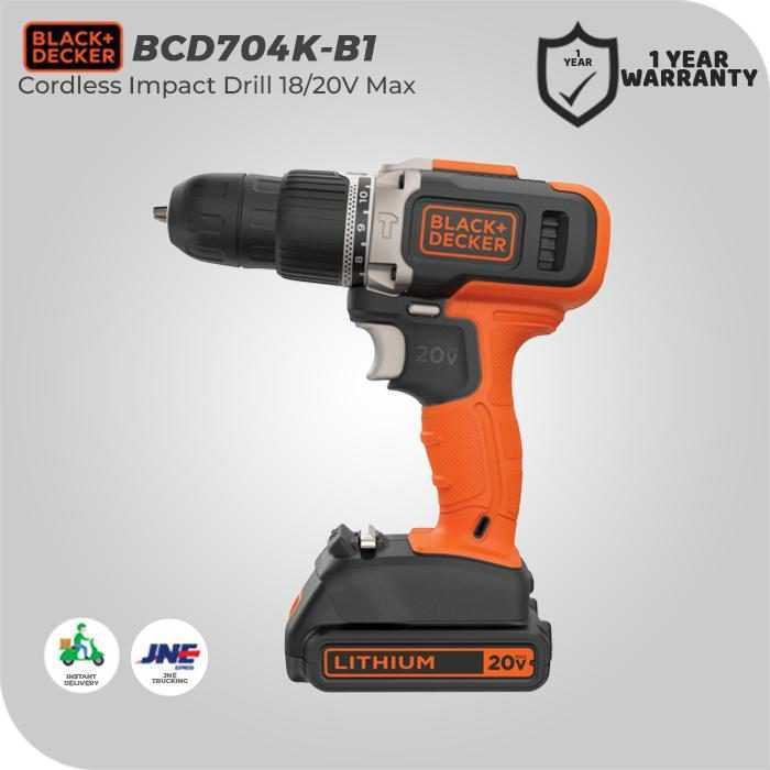 BLACK AND DECKER BCD704K CORDLESS IMPACT DRILL 20VOLT WITH 100 ACC - Image 3