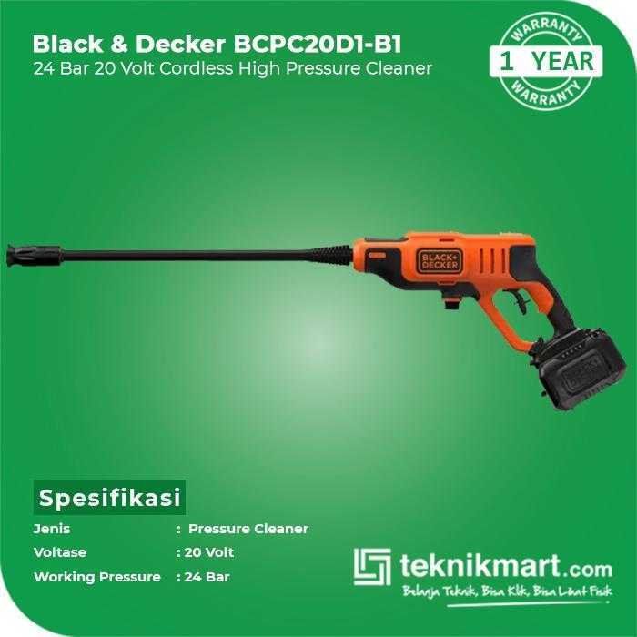BLACK AND DECKER BCPC20D1 CORDLESS HIGH PRESSURE CLEANER 20VOLT 24BAR 2SPEED - Image 3