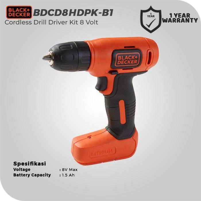 BLACK AND DECKER BDCD8HDPK CORDLESS DRILL DRIVER 8VOLT + 42 ACC - Image 2