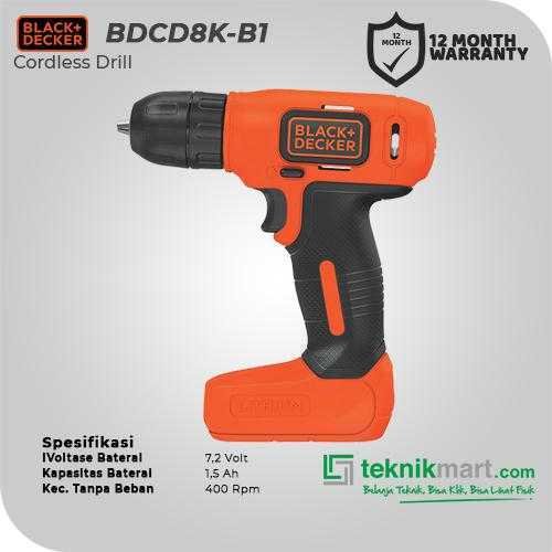 BLACK AND DECKER BDCD8K CORDLESS DRILL KIT SET 7.2VOLT - Image 2
