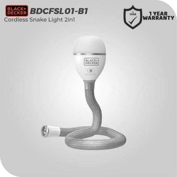 BLACK AND DECKER BDCFSL01 CORDLESS SNAKE LIGHT 2 IN 1 3.6VOLT
