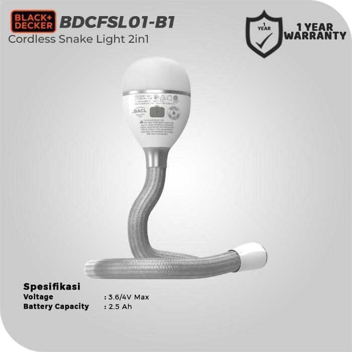 BLACK AND DECKER BDCFSL01 CORDLESS SNAKE LIGHT 2 IN 1 3.6VOLT - Image 2