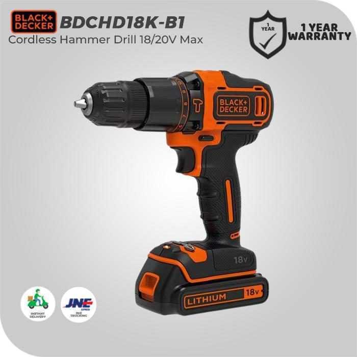 BLACK AND DECKER BDCHD18K HAMMER DRILL LITHIUM 1 BATTERY KIT BOX - Image 3