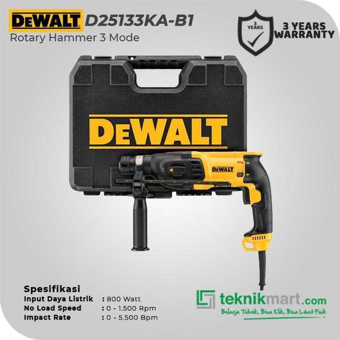 DEWALT D25133KA ROTARY HAMMER SDS PLUS 800WATT 26MM 3MODE WITH DRILL BIT - Image 2