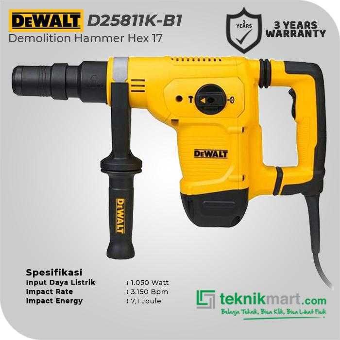 DEWALT D25811K DEMOLITION HAMMER CHIPPING 1050WATT HEX 17 7.1JOULE - Image 3