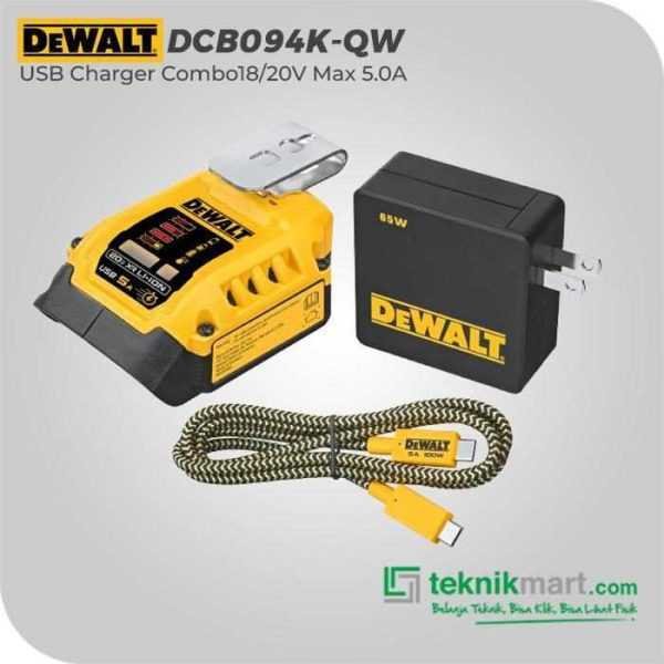 DEWALT DCB094K USB CHARGER COMBO 18VOLT 5.0 A (ADAPTOR + CABLE TYPE-C + POWER SUPPLY)