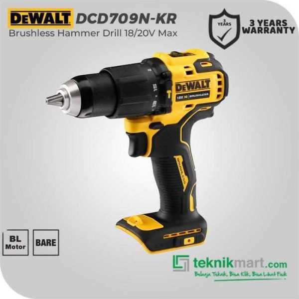 DEWALT DCD709N BRUSHLESS HAMMER DRILL 20V MAX 0-1650RPM 13MM (UNIT ONLY)