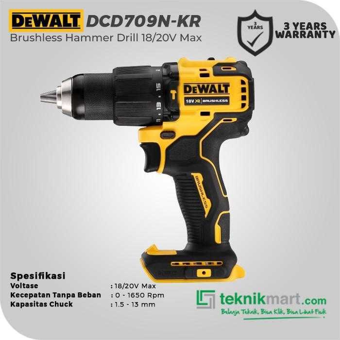 DEWALT DCD709N BRUSHLESS HAMMER DRILL 20V MAX 0-1650RPM 13MM (UNIT ONLY) - Image 2