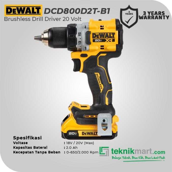 DEWALT DCD800D2T BRUSHLESS DRILL DRIVER 20VOLT 2.0AH - Image 2