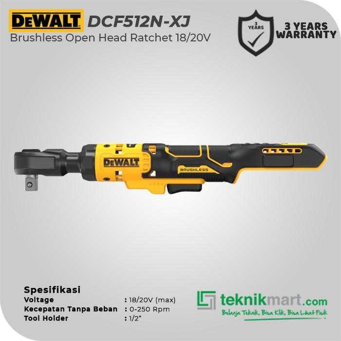 DEWALT DCF512N BRUSHLESS OPEN HEAD RATCHET 18VOLT SQ 1/2INCH (UNIT ONLY) - Image 2