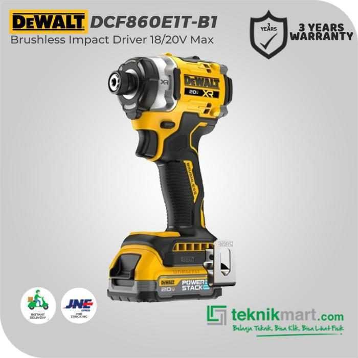 DEWALT DCF860E1T BRUSHLESS IMPACT DRIVER KIT 20V 282NM (1X BATTERY 1.7AH, 1X CHARGER, 1X KOTAK ALAT) - Image 3