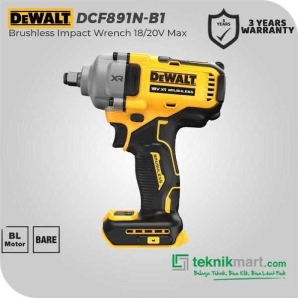 DEWALT DCF891N BRUSHLESS IMPACT WRENCH 20V MAX SQ 1/2" 812 NM (UNIT ONLY)