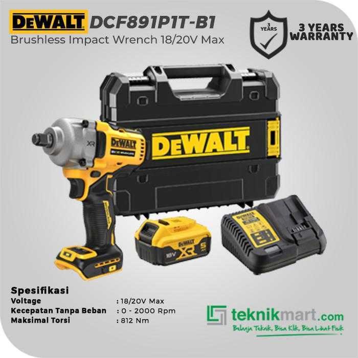 DEWALT DCF891P1T BRUSHLESS IMPACT WRENCH 20V MAX SQ 1/2" 812 NM 5.0AH XR LI-ION - Image 2