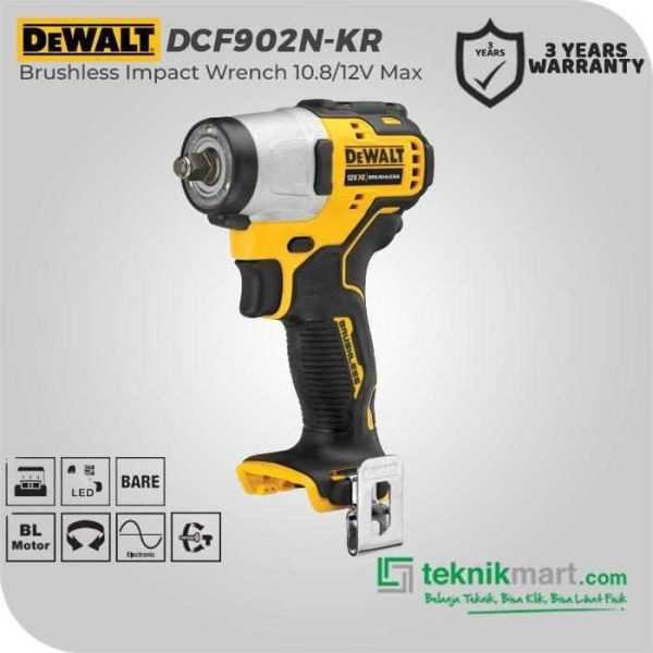 DEWALT DCF902N BRUSHLESS IMPACT WRENCH 12VOLT MAX SQ 3/8" 168NM (UNIT ONLY)