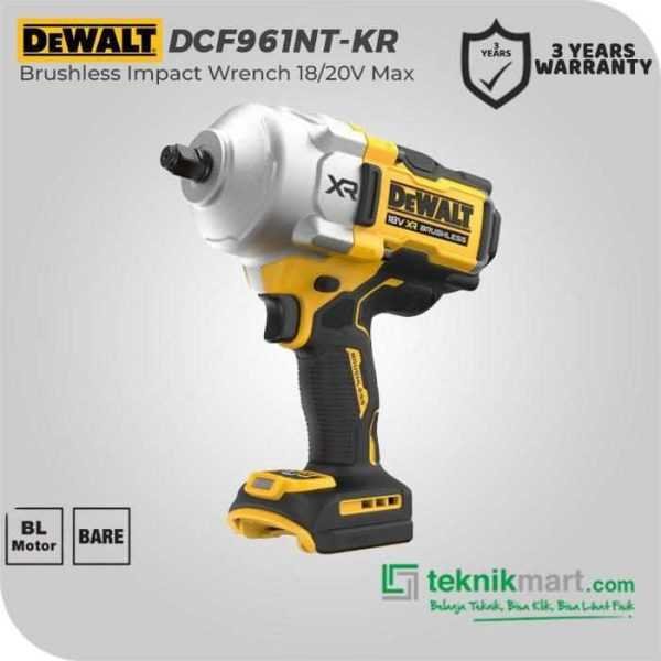 DEWALT DCF961NT BRUSHLESS IMPACT WRENCH 20V MAX SQ 1/2" 1.626 NM WITH TSTAK CASE (UNIT ONLY)