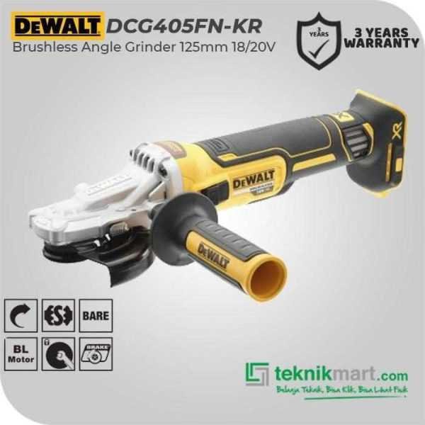 DEWALT DCG405FN BRUSHLESS ANGLE GRINDER WITH FLAT HEAD 18VOLT 5INCH / 125MM (UNIT ONLY)