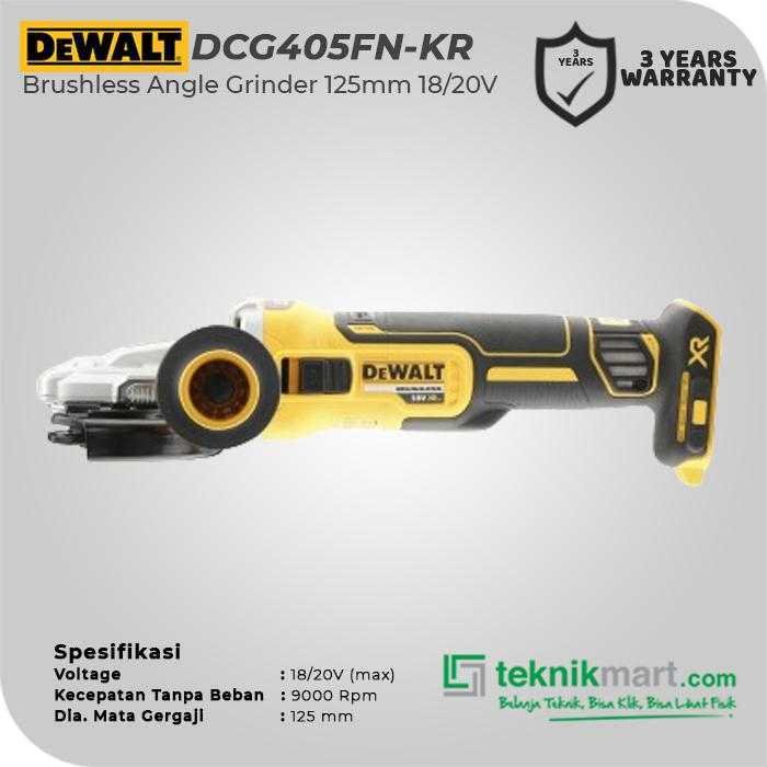 DEWALT DCG405FN BRUSHLESS ANGLE GRINDER WITH FLAT HEAD 18VOLT 5INCH / 125MM (UNIT ONLY) - Image 2