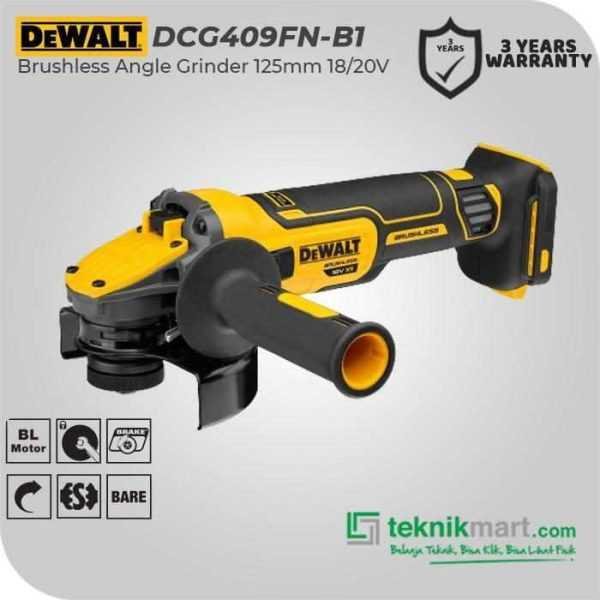 DEWALT DCG409N BRUSHLESS ANGLE GRINDER 18/20VOLT MAX 125MM (UNIT ONLY)